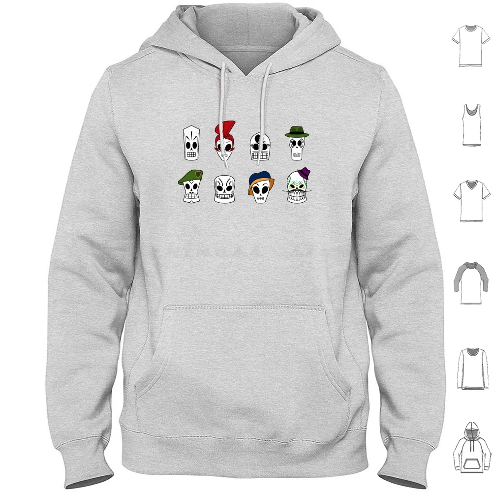 

Толстовки с черепами Grim Fandango и длинными рукавами Grim Fandango Classic Pc Game Manny Manuel Calavera Meche Colomar Don Copal