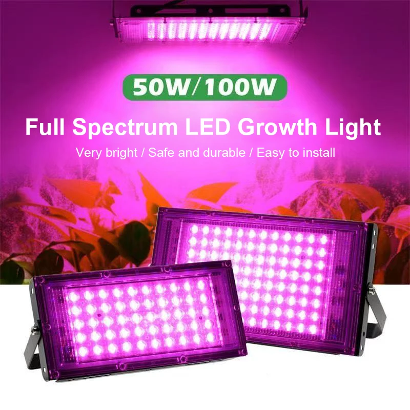 Reflektor LED do uprawy roślin o pełnym spektrum wtyczki z przełącznikiem 220V 50W 100W szklarniowe hydroponiczne światło do uprawy roślin.