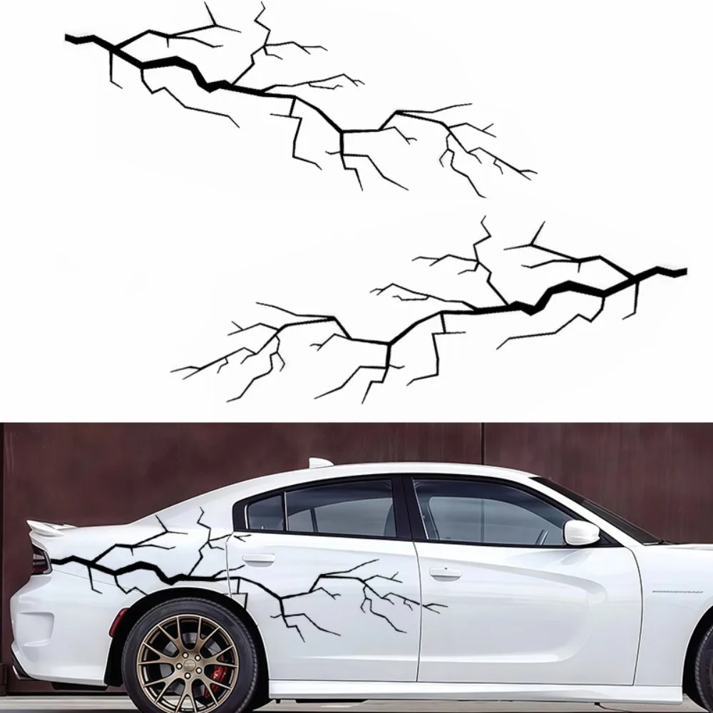 1Pair Lightning Crack Car Decals Self-adhesive Stickers for Cover Scratches Creative Exterior Decor for Door Window Side Body