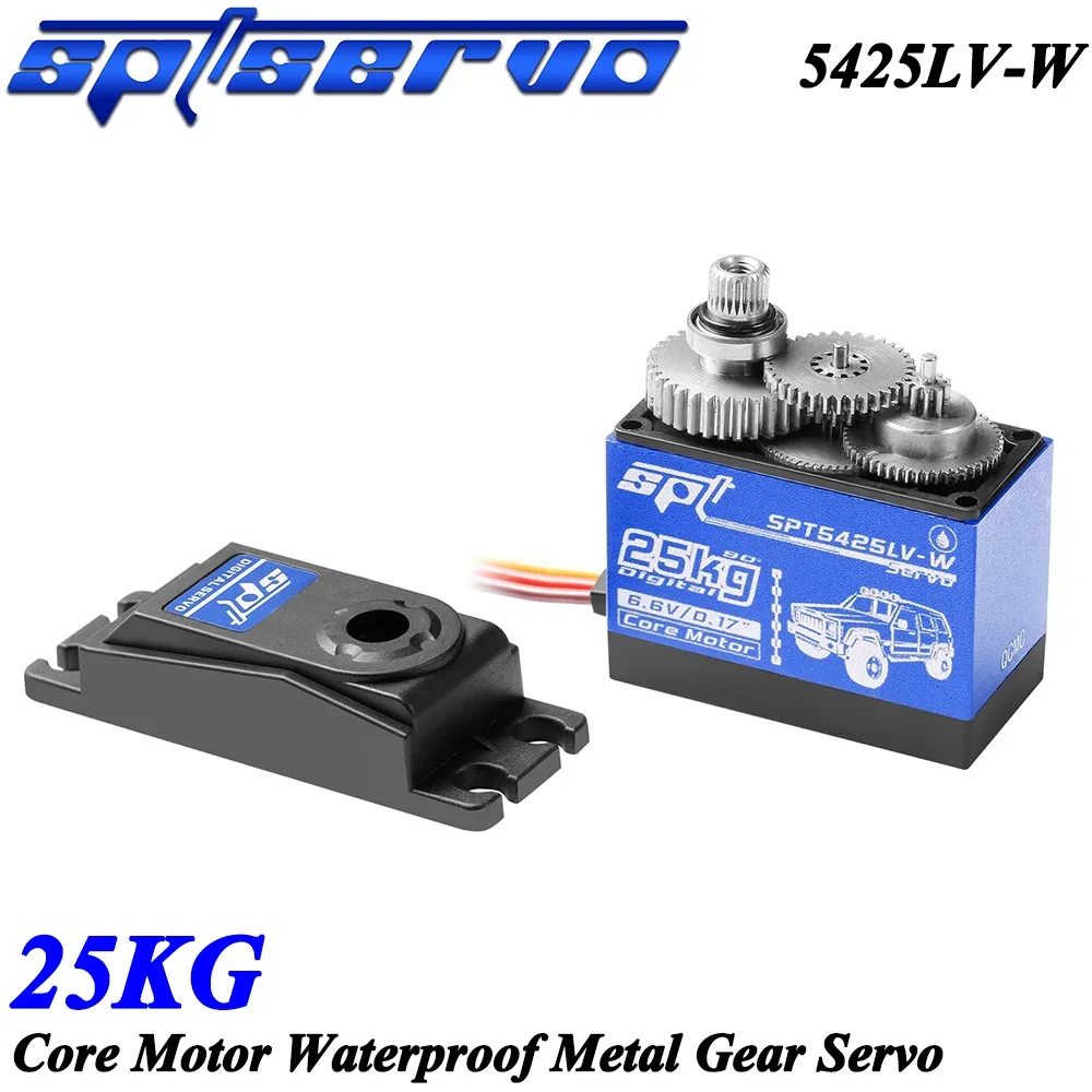 SPT 5425LV-W 25KG Servo de engrenagem de metal de grande ângulo de alta velocidade à prova d'água para 1/10 1/8 RC Car Crawler Robot Arm SCX10 TRX4