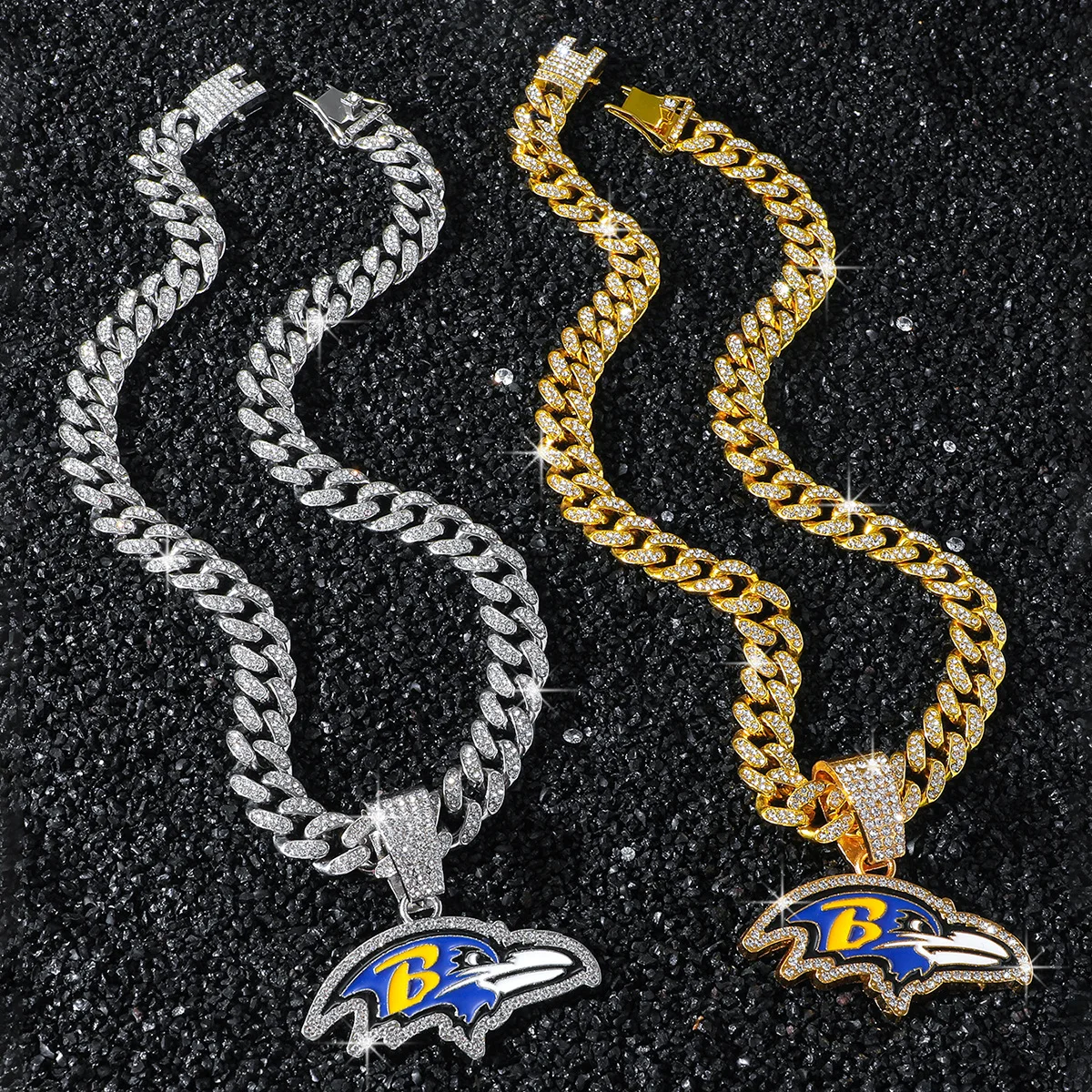 

Fashion Personality Diamond Pendant Hip-Hop Eagle Head Necklace Jewelry