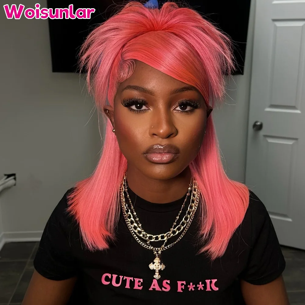 

34 дюйма розового цвета, кружевные фронтальные парики, человеческие волосы 13x4, 13x6, прозрачные кружевные прямые 200, плотность, черные женские парики из человеческих волос, 100%