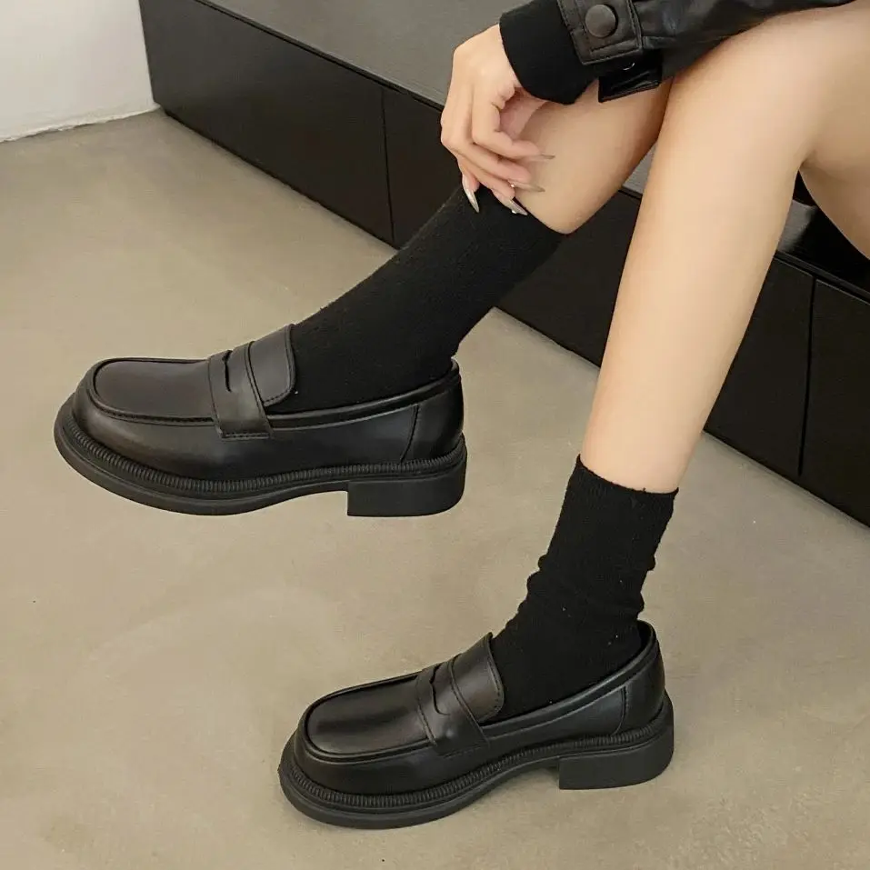 New Japanese Style College Student Shoes Cosplay Lolita Shoes for Women/Girl Fashion Black/Coffee Uniform Platform Shoes 2024