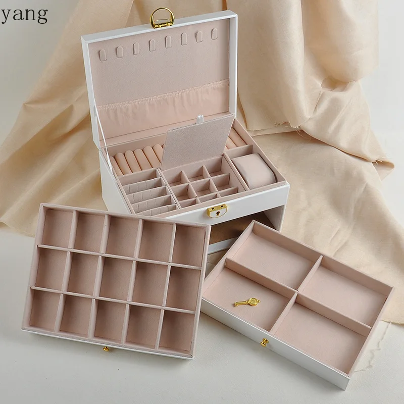 CX Multifunctional Prism Leather Jewelry Box Triple Layer Jewelry Bracelet Jewelry Box
