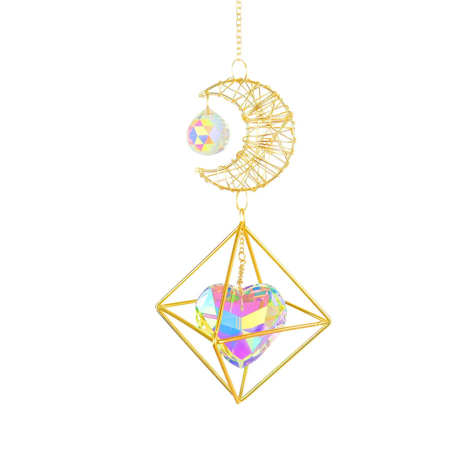 Hanging Pendant Crystal Suncatcher Stone Wind Chime for Indoor Party Bedroom