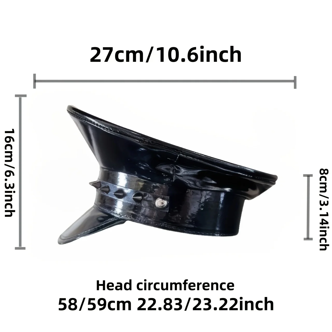 Burning Man Red and black hip hop rock cap military cap, leather nails in different colors suitable for Halloween Party，Music