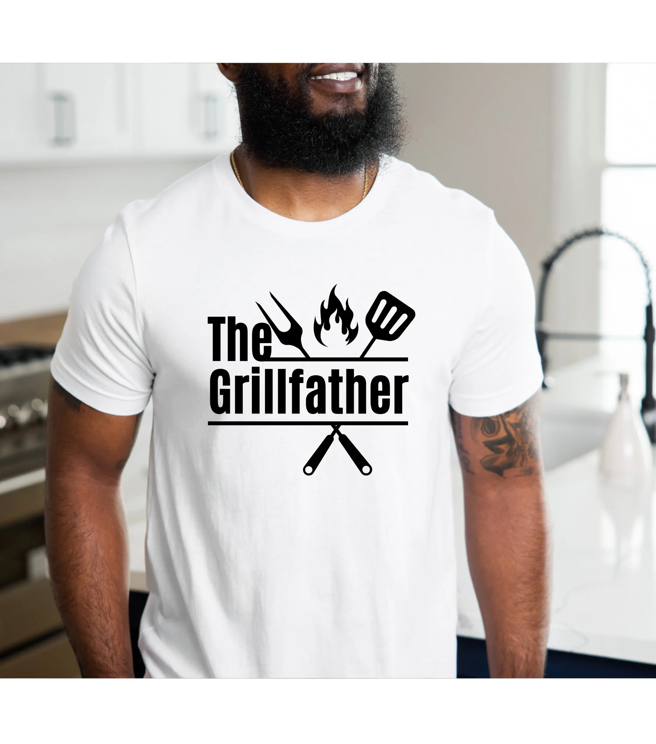 The Grillfather Men's T Shirt Funny Present For Father's Day Grill Master Pit BBQ Loving Dad