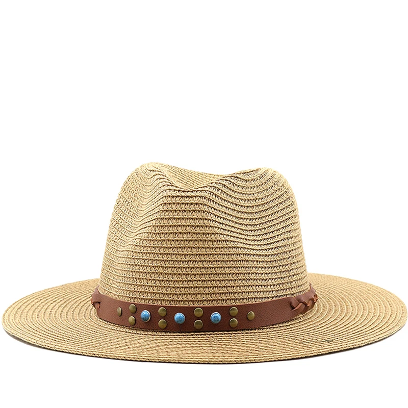 

New Natural Panama Soft Shaped Straw Hat Summer Women/Men Wide Brim Beach Sun Cap UV Protection Fedora Birthday Gift