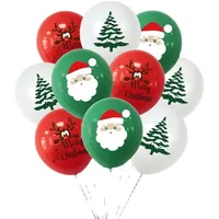 15pcs 10inch Christmas Balloons Christmas Print Latex Balloon Santa Claus Elk Xmas Christmas Tree Decorative For Home Globos