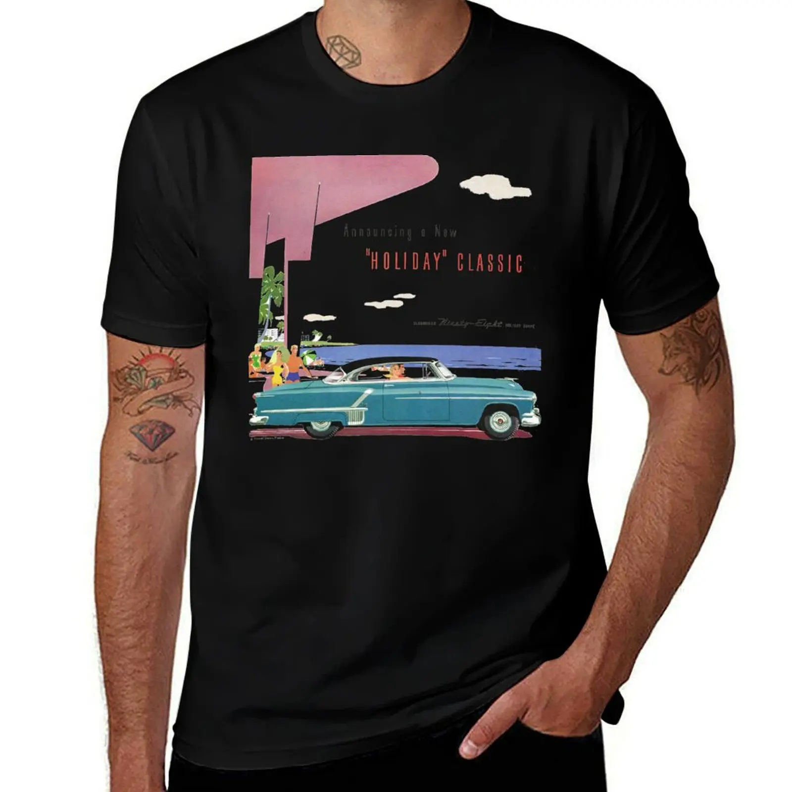 Oldsmobile 98 The Holiday تي شيرت مضحك تي شيرت الظلام الفكاهة رجل تي شيرت القطن تي شيرت