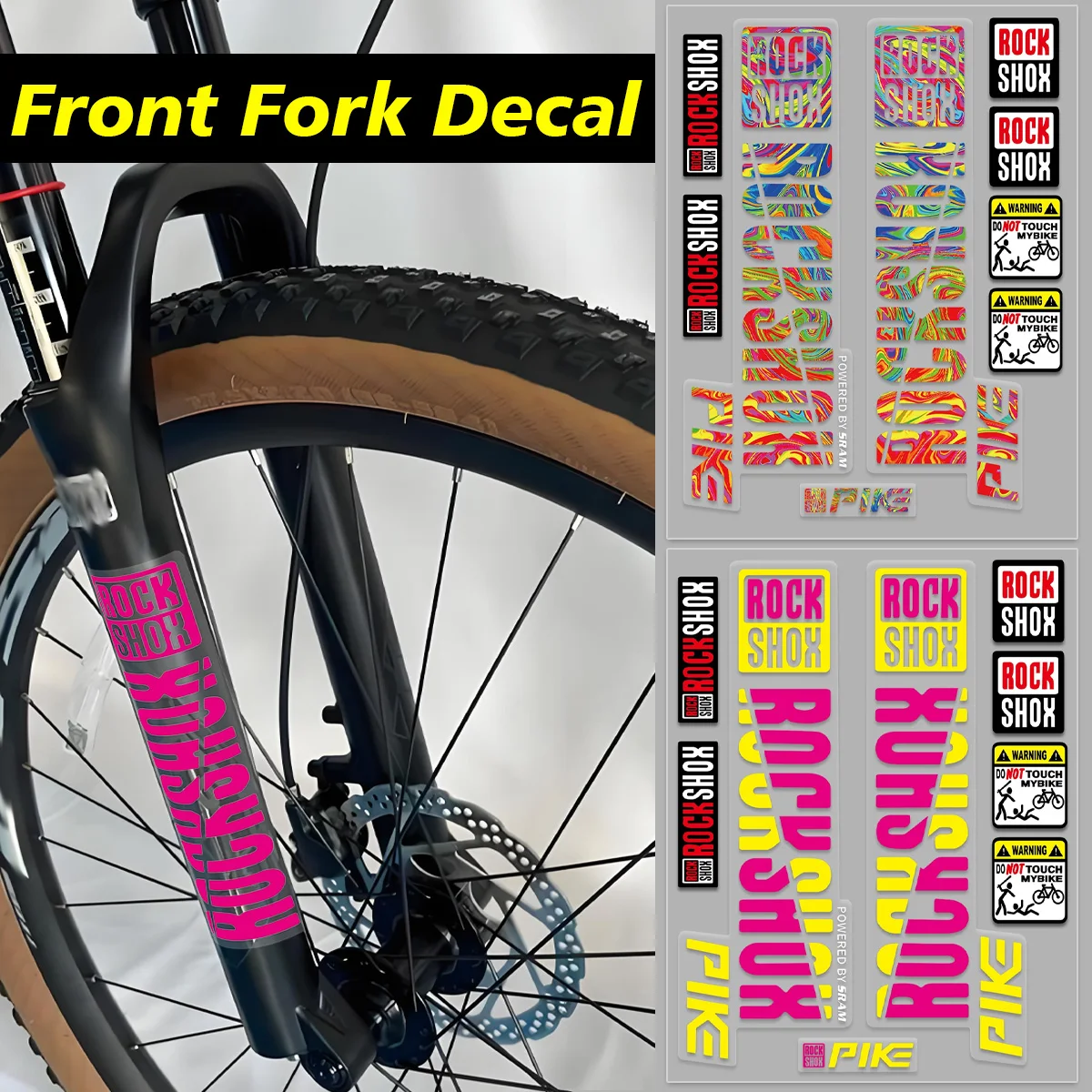Fahrrad-Vordergabel-Aufkleber Mountainbike Modifizierter Graffiti-Aufkleber Kratzfest Wasserdicht UV-Beständig Transparenter Dekor Schutzaufkleber Zubehör