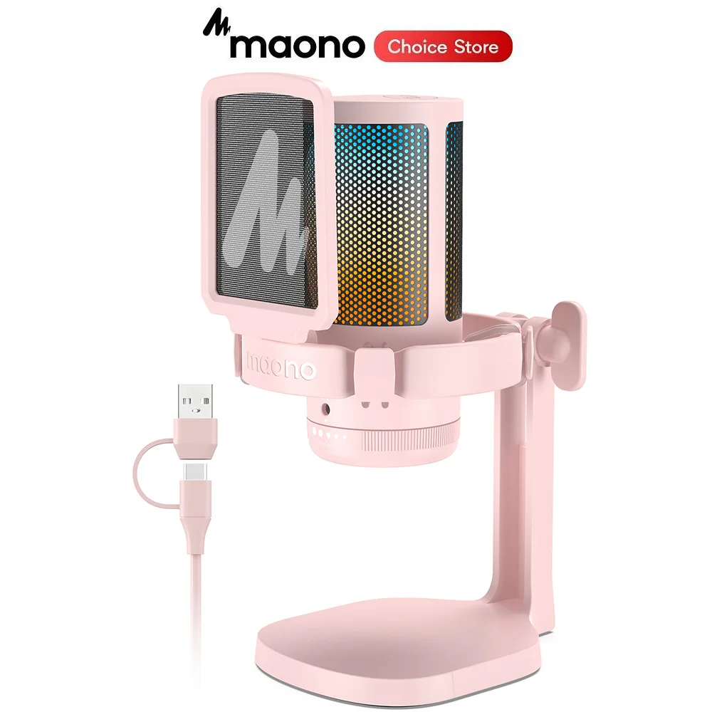MAONO Gamerwave DGM20 USB Type-C マイク ゲーミングマイク RGBライト ゼロ遅延 ミュート機能付き ポッドキャスティングマイク ゲーム ライブストリーミング用