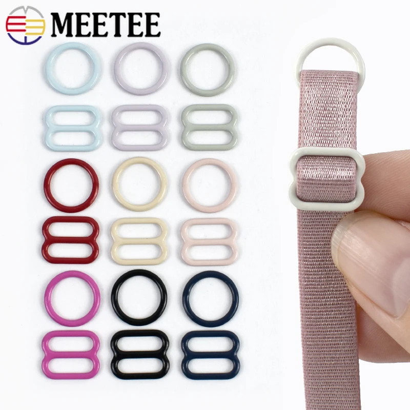 

20/50/100Pcs 10mm Metal Bra Strap Adjust Buckles Suspender Dress Tri-glide Slider Clasp Underwear Shoulder Hook DIY Accessories