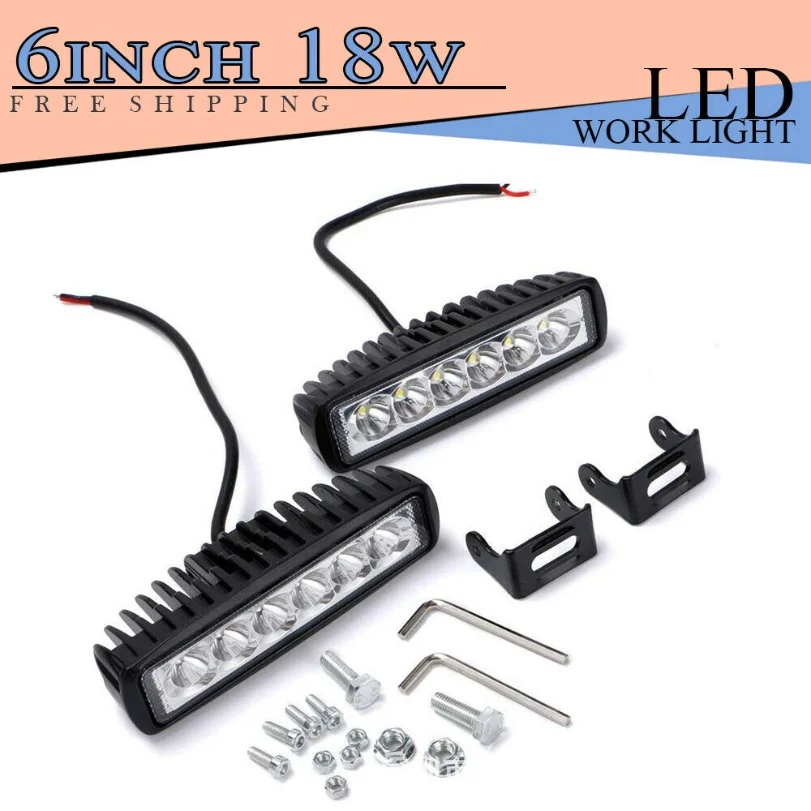 

Automotive LED Work Lights In The Shape Of A Straight Iine 6LED 18W Daytime Running Lights Auxiliary Lights Off-road Vehicle Mod