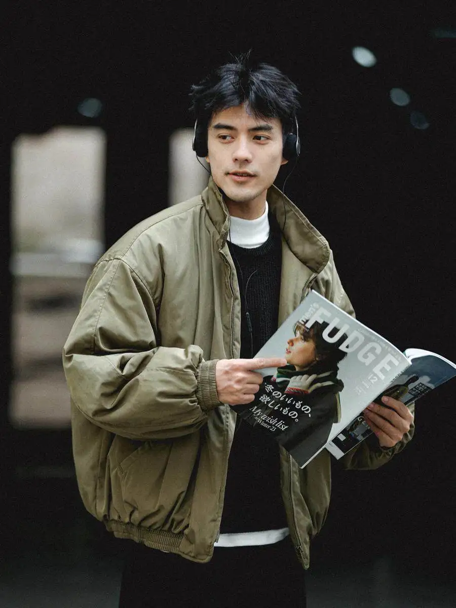 

Мужская хлопковая куртка в стиле ретро, осенне-зимняя теплая рабочая одежда с воротником-стойкой, длинная свековая повседневная модная молодежная тенденция