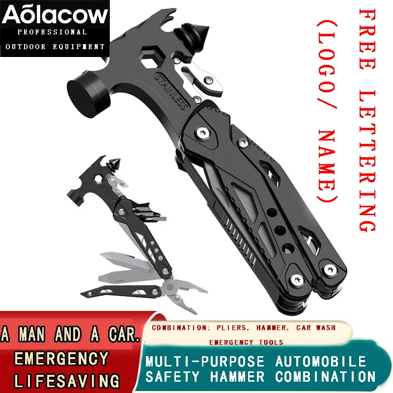 

Aolacow Multifunctional Car Window Breaking Hammer Combination Outdoor Tool Vehicle Safety Hammer Car Escape Hammer Artifact Win