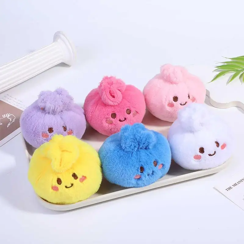 Simulated Plush Steamed Bun  Fidget Toy Soft Keychain Office Stress Relief Squeeze Bag Pendant Anxiety Relief Funny Gift