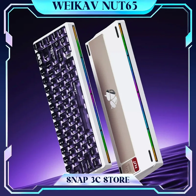 

WEIKAV NUT65 Aluminum Mechanical Keyboard CNC Metal Body Tri-mode Wireless Bluetooth 2.4G Gasket Mount Gaming Keyboard