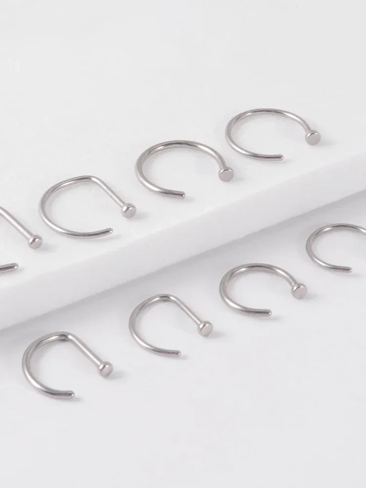 ASTM F136 titane D en forme de nez Piercing gravier d'implant titane gothique percé nez anneau 18G 20G classique Piercing corps bijoux