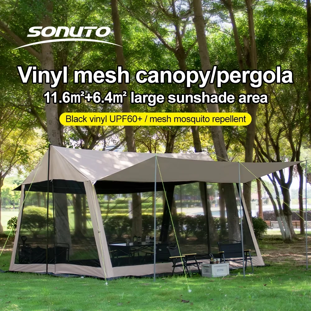 

Sonuto Camping Tent Canopy 210D Waterproof Sun Protection Portable Folding Anti-Mosquito Family Tent for Outdoor Beach Park