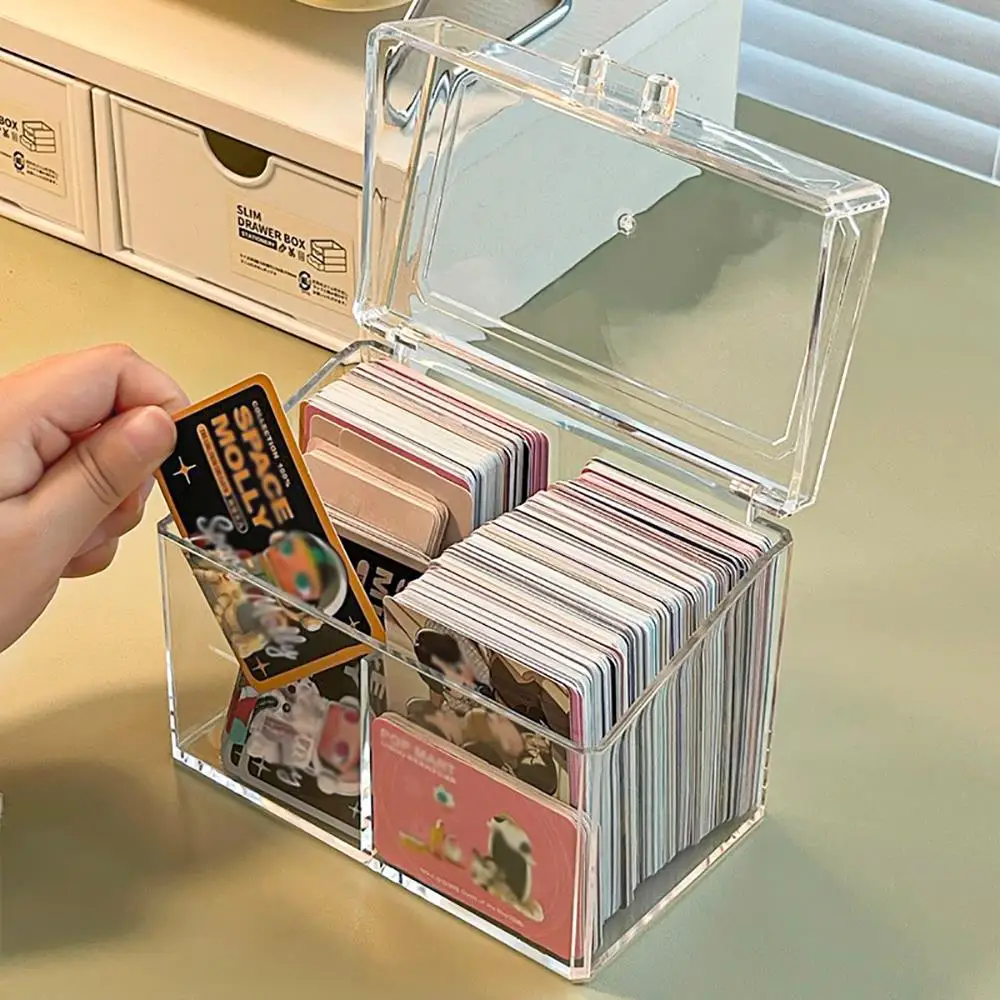 1PC Transparent Plastic Cards Cases Folder Flip-Top Desk  ID Card Business Card Storage Box Organizer Packaging Boxes