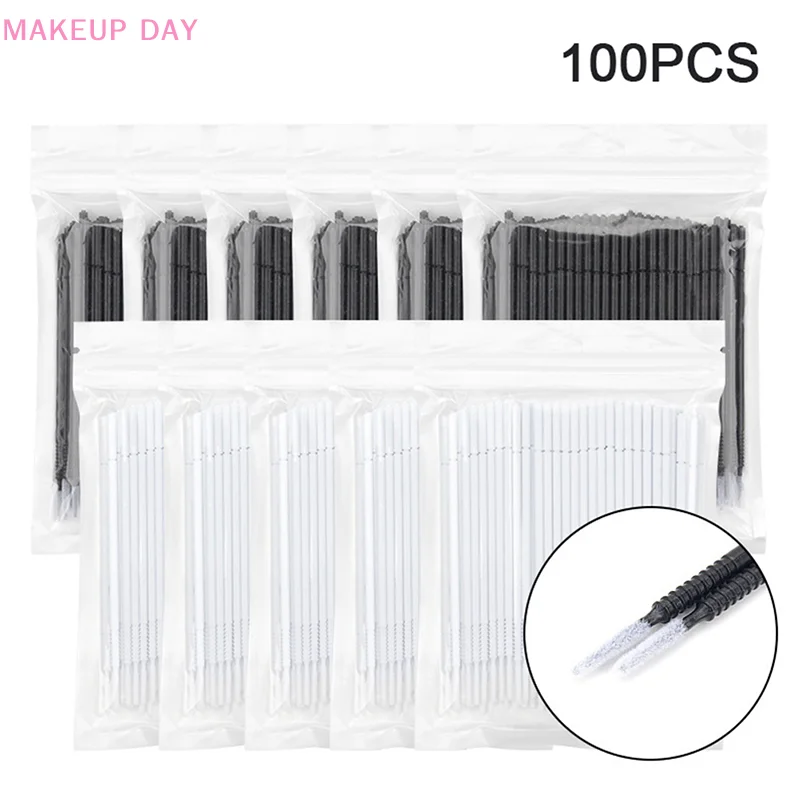 100PCS Disposable Cotton Swab Eyelash Extension Tools Mascara Applicator Brush Lashes Extension Makeup Applicator Removal Tool