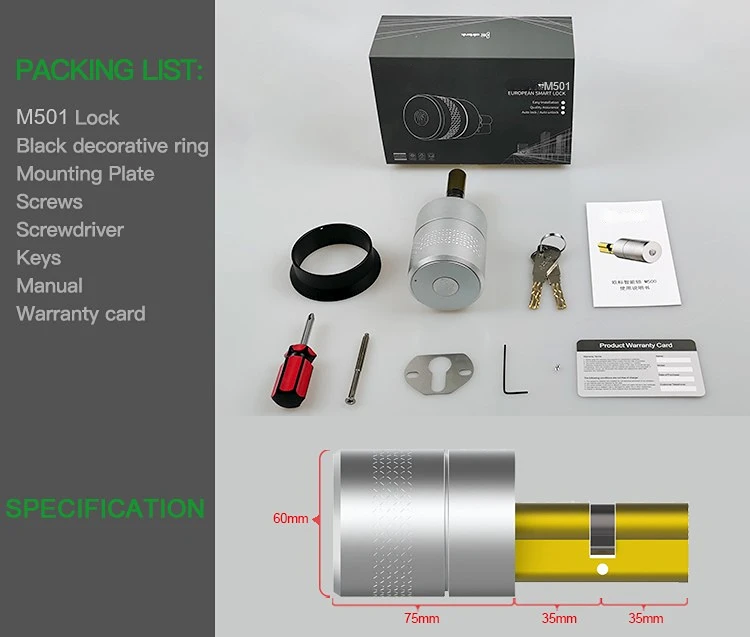 Imagem -06 - Tuya Zigbee Bloqueio Inteligente Cilindro Eletrônico da Porta Fechadura de Impressão Digital Wi-fi Compatível com Bluetooth Wehere-m501