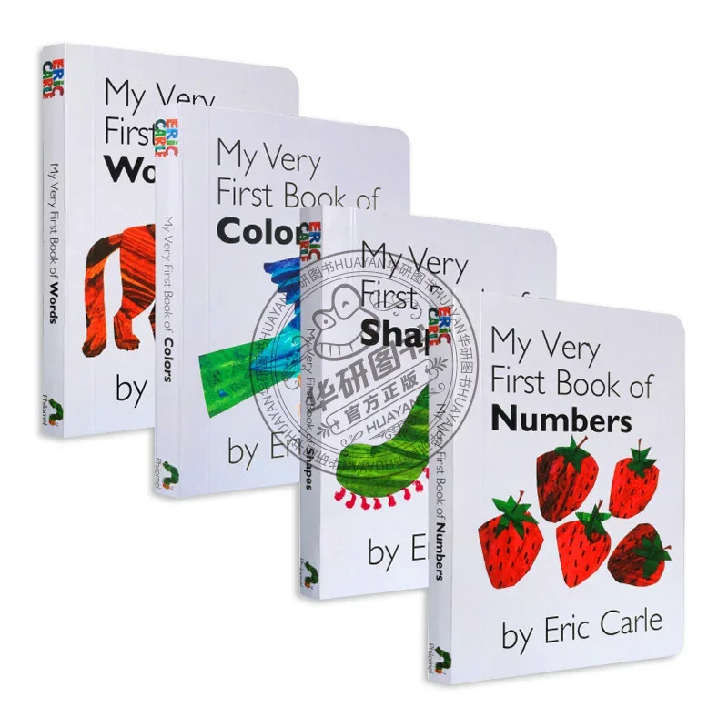 4Books/Set Eric Carle My Very First Library, Words Color Number Baby Children's aged 1 2 3, English picture books 9780399246661