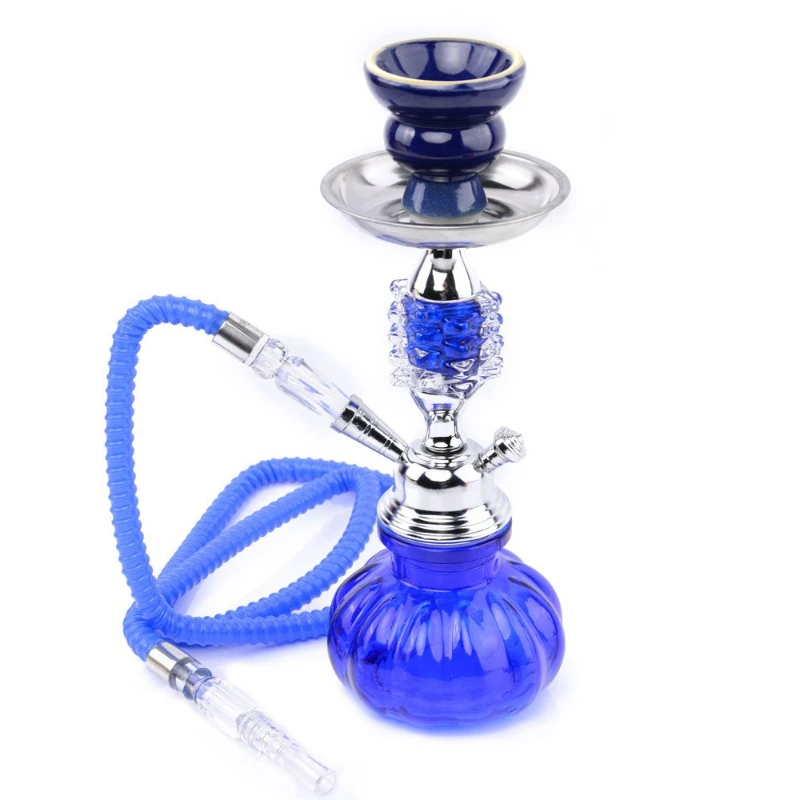 Small Black Single Tube Crystal Glass Pipe Arab Hookah Full Set of Household KTV Single Hookah