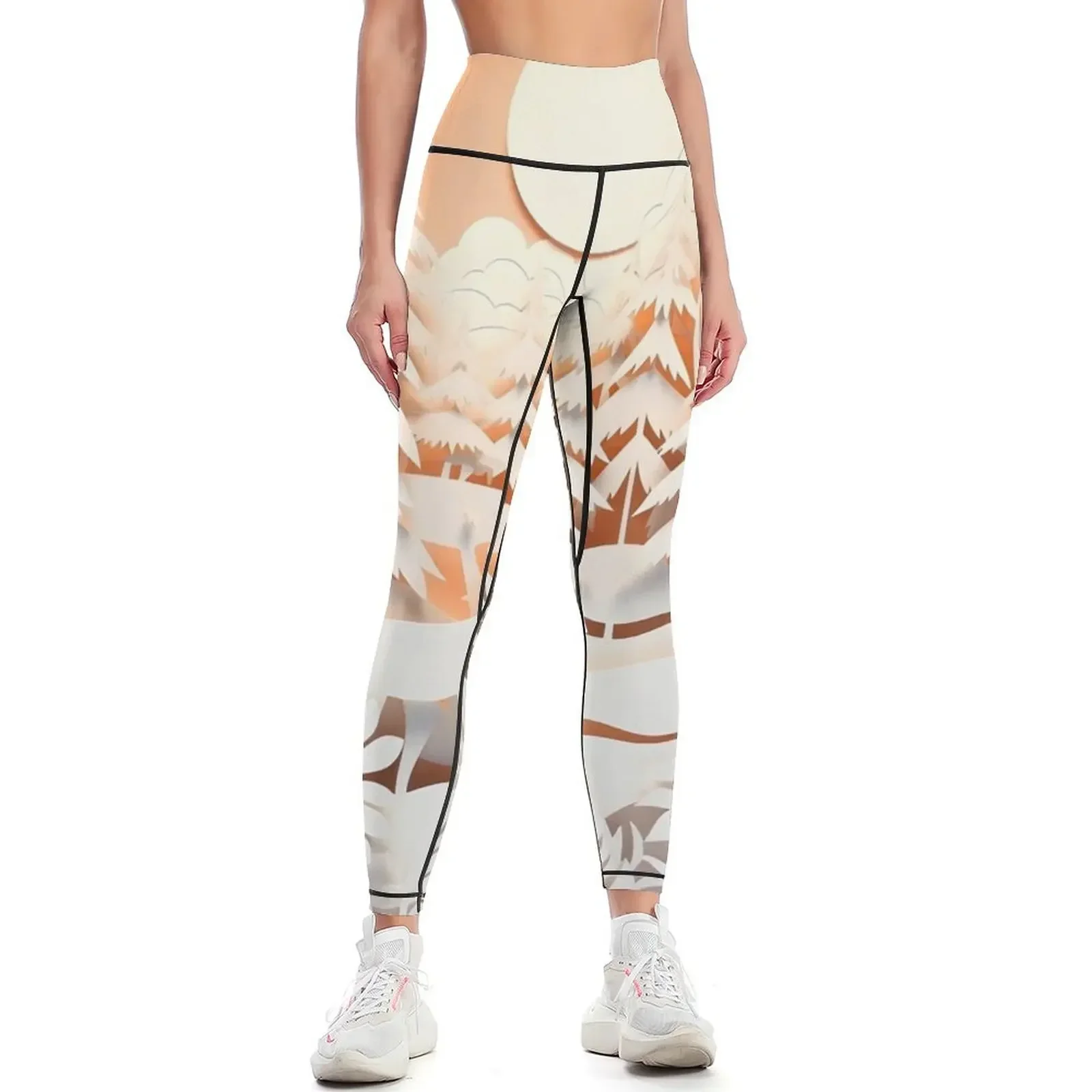 

ornate decorative papercut winter scene Leggings gym top leggins push up woman Jogger pants Womens Leggings