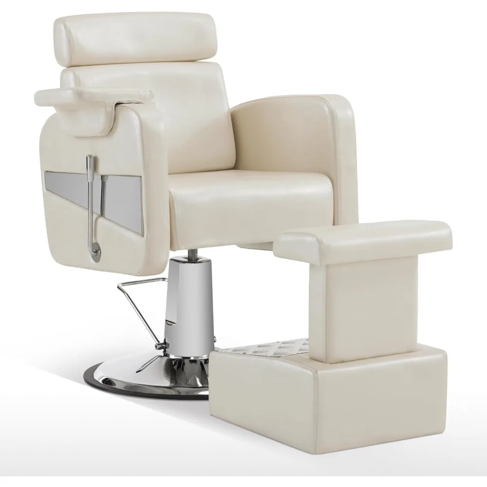 

Reclining Adjustable Swivel Pedicure Chair with Removable Footrest for Hair Stylist, Home Salon,Barbershop Salon&Spa (Champagne)