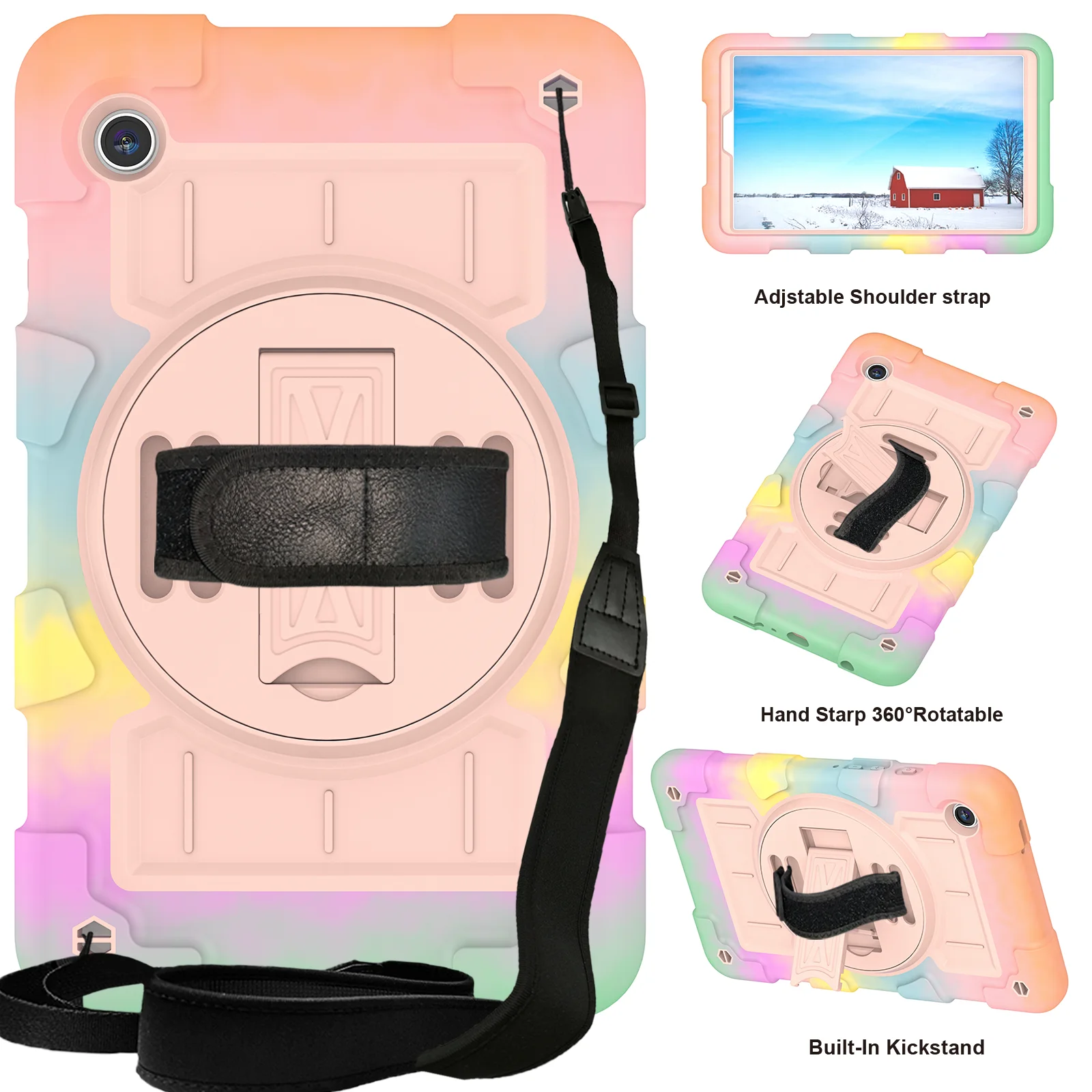 360 Rotating Case for Samsung Galaxy Tab A9 8.7 inch 2023 SM-X110 X115 X117 Kickstand Cover With Hand Shoulder Strap Shockproof