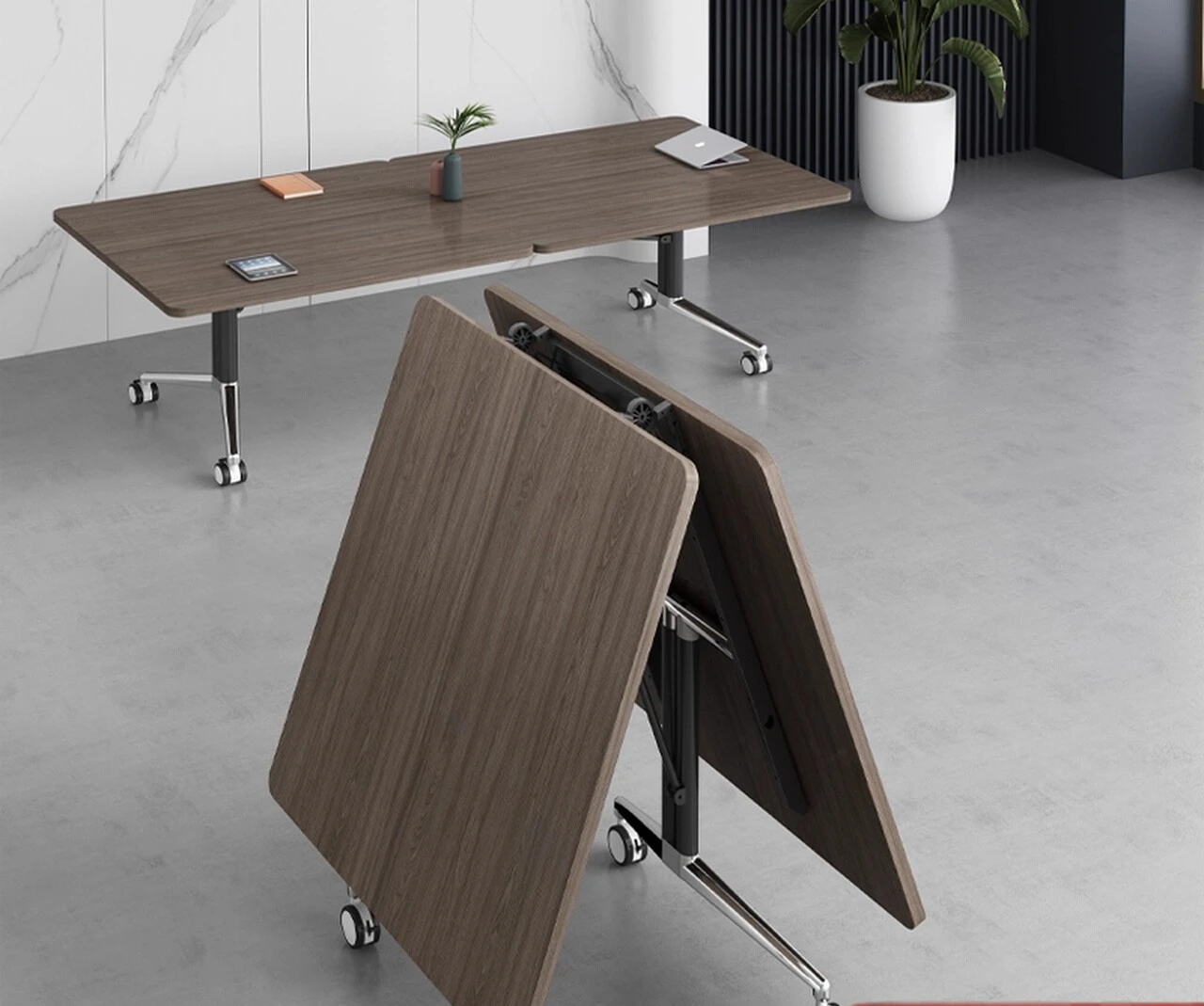 Foldable conference table mobile fixed strip training table chair desk splicing telescopic multi-function folding desk