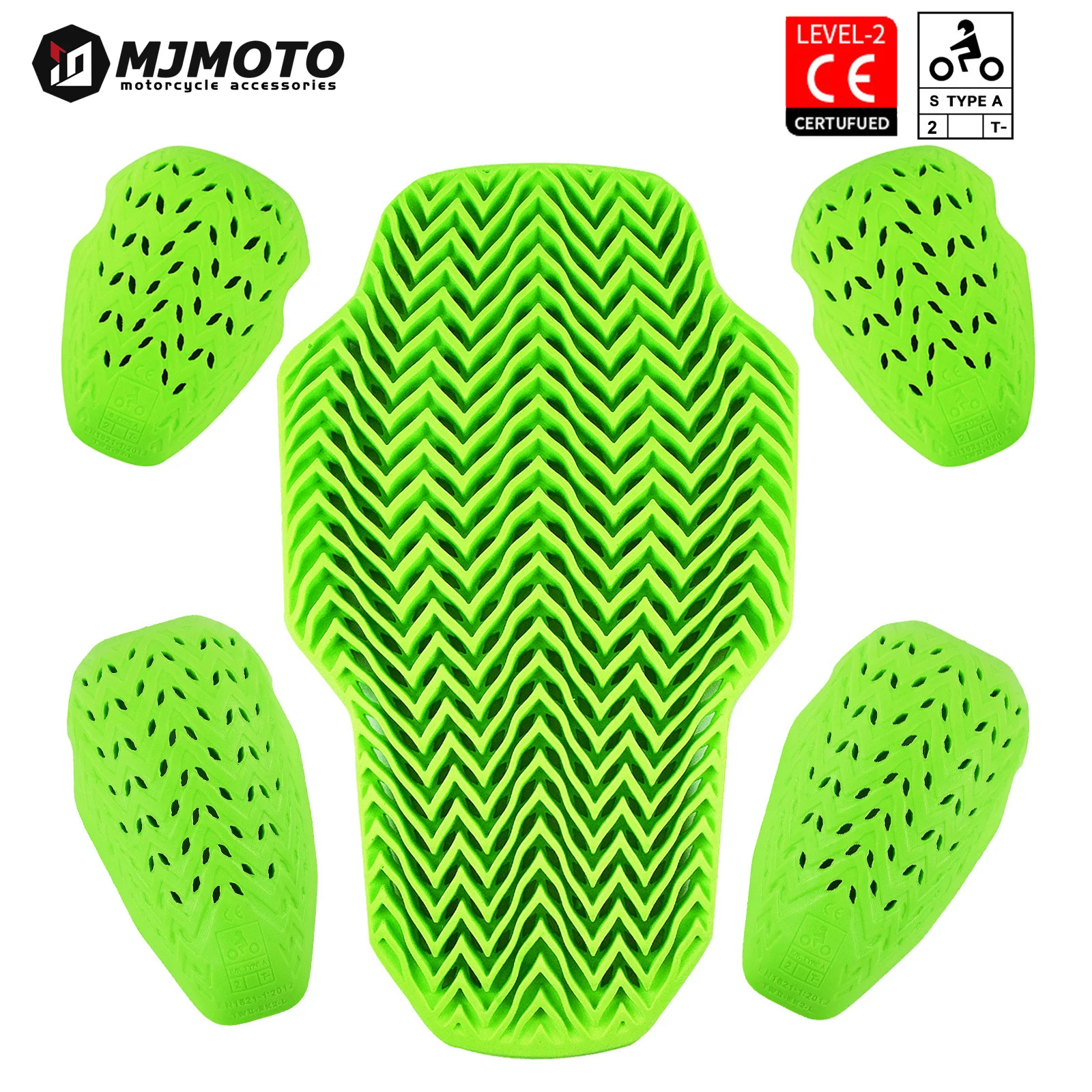 Green Motorcycle CE Level 2 Protective Gear Set PU Armor Anti-Impact Jacket And Pants for Motocross And Off-Road Riding