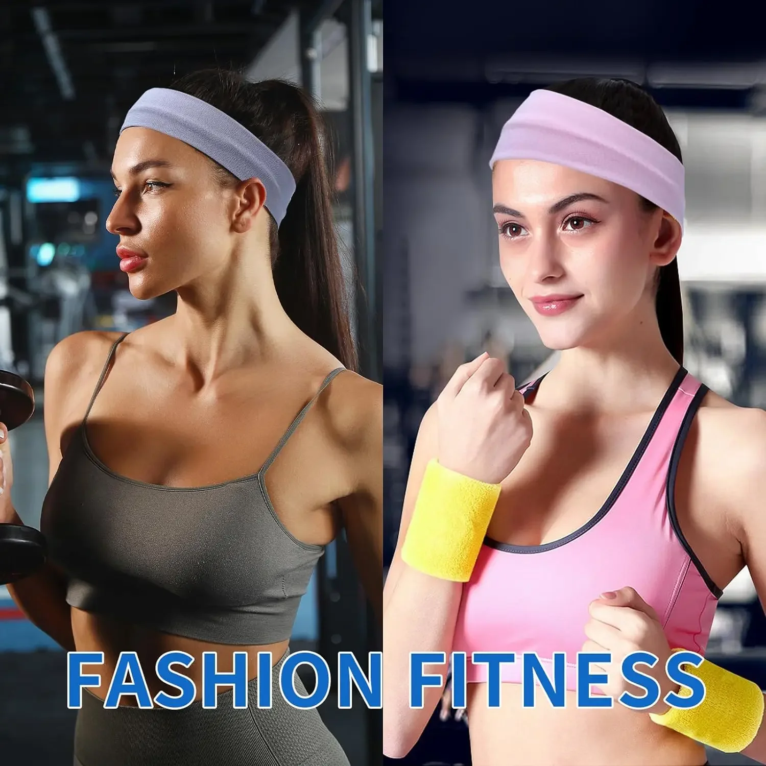 Headbands Polyester Non Slip Elastic Sweat Hairbands Soft Fabric Stretch Wide Short Hair Bands for Girls Yoga Workout Running