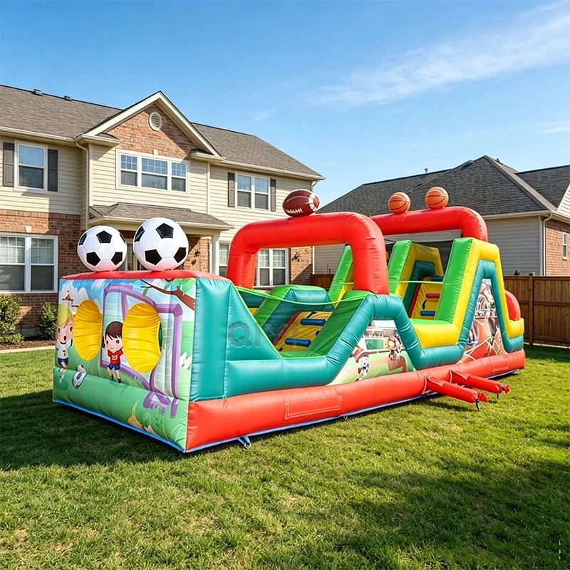 Outdoor Games For Kids - Large Red and Blue Commercial Obstacle