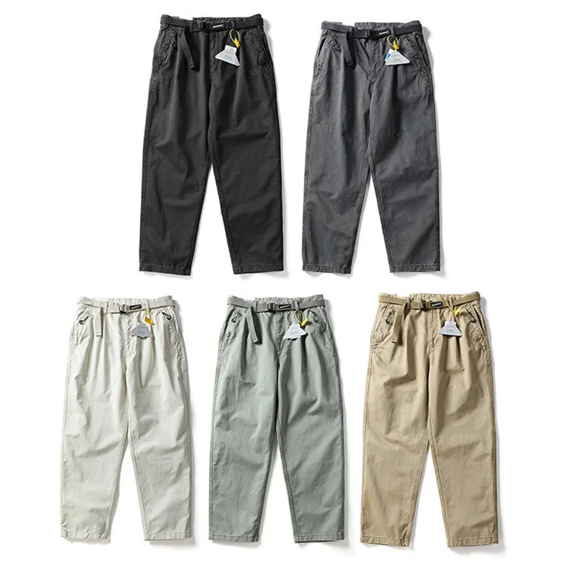 Herren-Schwerlasthose aus Baumwolle mit konischem Schnitt, geradem Bein, für Freizeit, Herbst, Outdoor, Wandern, Camping, dicke, lockere, lange Arbeitshose – Detail 1