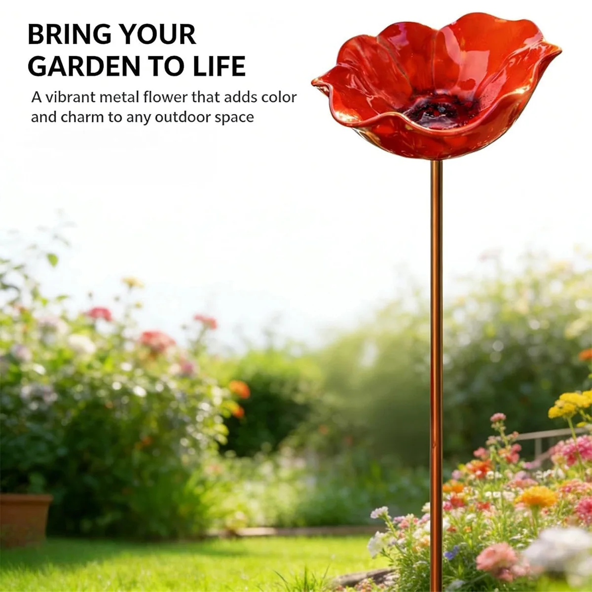 

Metal Bird Bath, Handmade Garden Stake, Winterproof Bird Bath & Insect Drinks, Bee Drinker for Garden and Patio