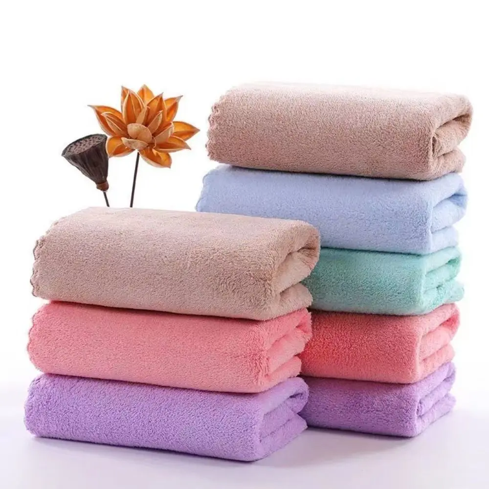 Soft Bathroom Towel Quick-drying Coral Velvet Towel Thickened Highly Absorbent Lint-free Facial Towel 35*75cm