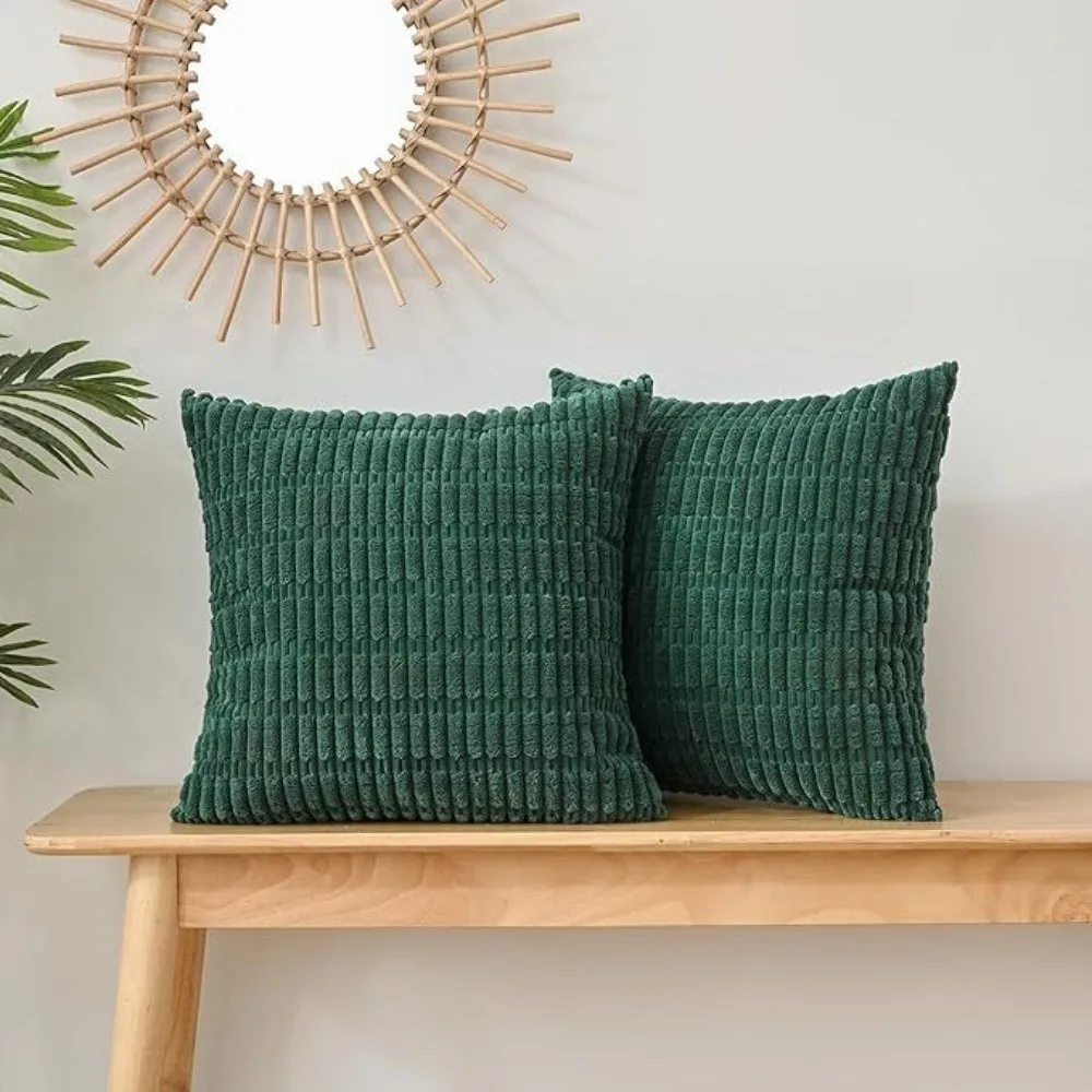 

2 pieces/set Soft Corduroy Pillowcase Striped Design Reversible Sided Throw Pillow Velvet Texture Pillow Covers Bedroom Decor