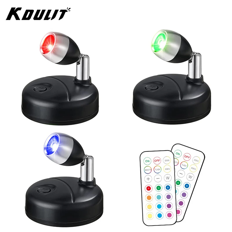 

Беспроводной светодиодный точечный светильник для использования в помещении, меняющий цвет, на батарейках, с диммером и таймером, 13-цветный, дом, отображение произведений искусства