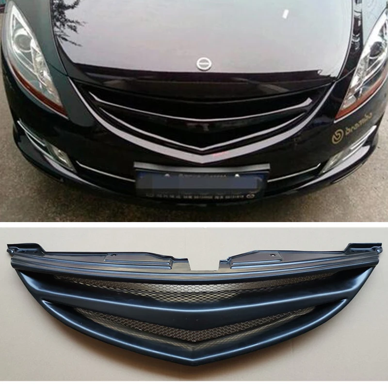 For Front Bumper CAR Grille Mazda 6 Decorative Cover ABS Carbon Fiber OLD Mazda6 Mesh Cover Racing Grills M6 Refit 2009-2013