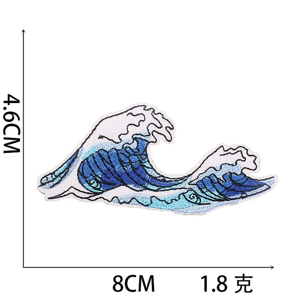 Cute Cartoon Sea wave glacier Embroidered Patches For Clothing Thermoadhesive Patches Iron on Patches DIY Jacket Sew Stickers