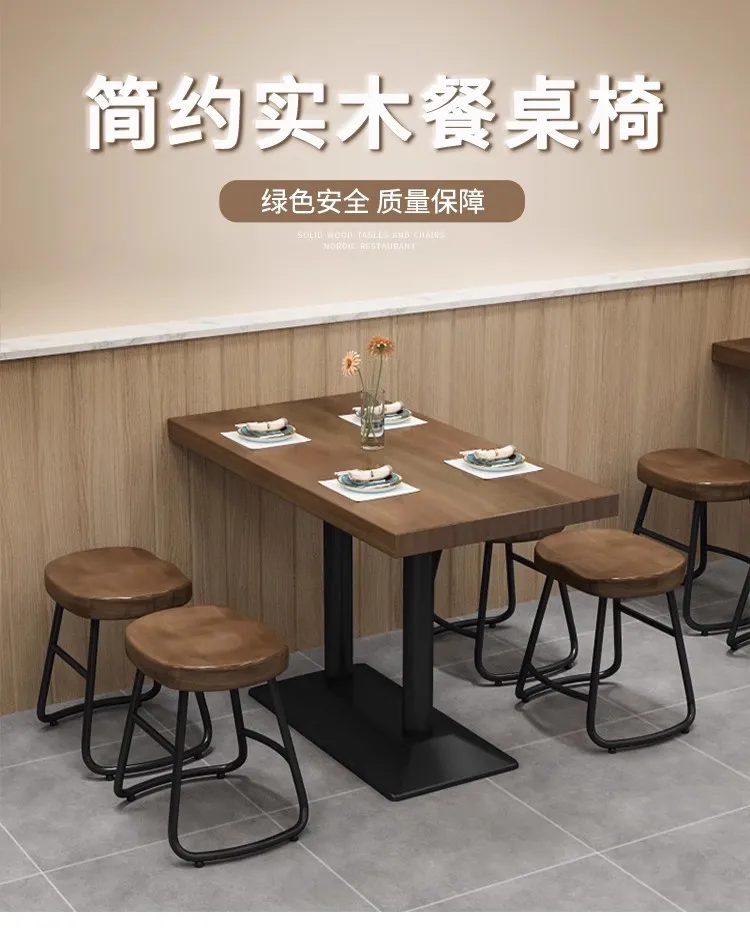 American industrial style solid wood square table milk tea restaurant single leg bar table restaurant cafe table and chair