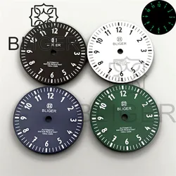 BLIGER 29mm 12 Hours Time Mark Dial Green Luminous NH35 NH36 MIYOTA 8215 MINGZHU2813 PT5000 ETA2824 2836 Movement No Date