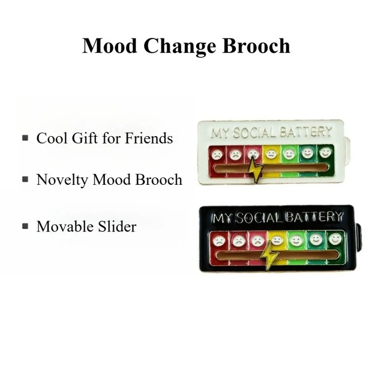 1/2PCS Social Mood Conversion Dial Badge, Sliding Mood Brooch, Fun Expression Brooch, Fashionable Emotion Management Brooch