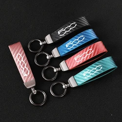 Car Carbon Fiber Leather Rope Keychain Key Ring for Fiat 500 Car Accessories