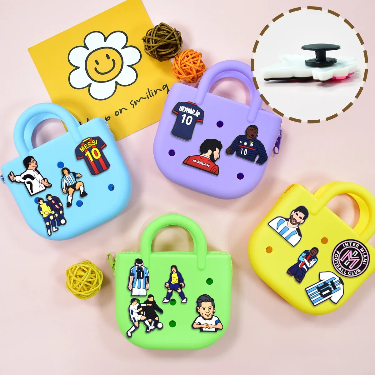 43Pcs Set Football Superstar Soccer Jersey PVC Shoe Charms For Slides Sandals DIY Custom Accessories Clog Decor Sports Fan Gifts