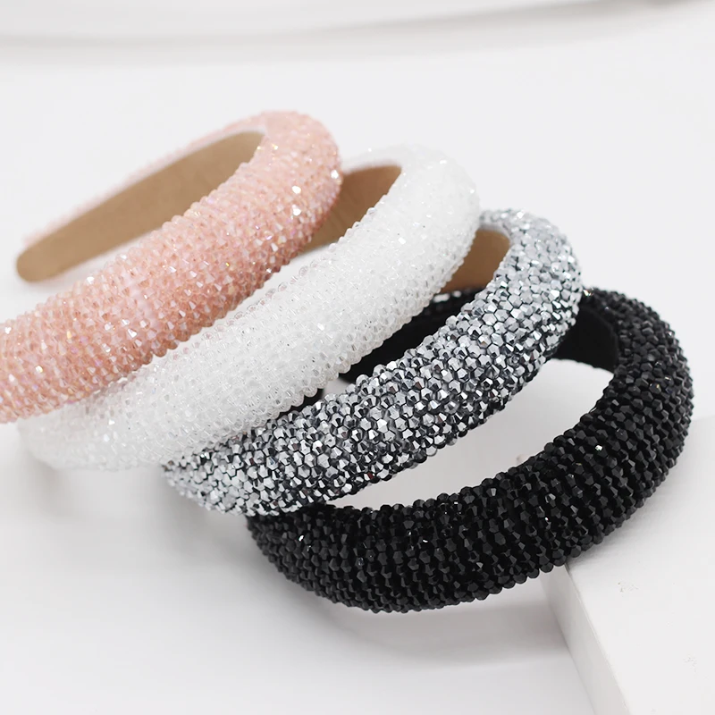 Fashion temperament personality color crystal sponge hair hoop street shooting travel party ladies hair accessories  805