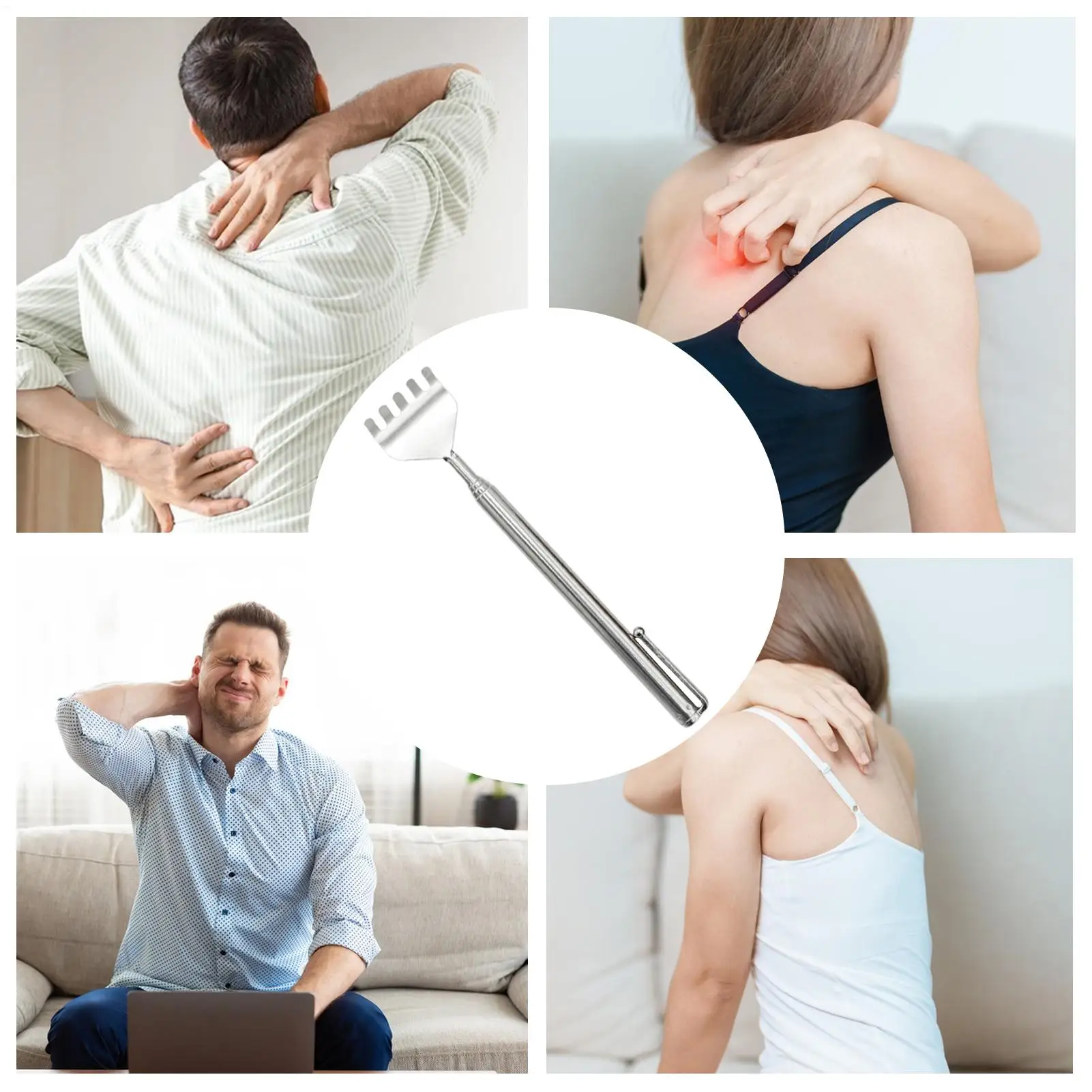 Back Scratcher For Men Stainless Steel Compact Extendable Massager Retractable Back Scratcher For Shoulder Home Gym Offices